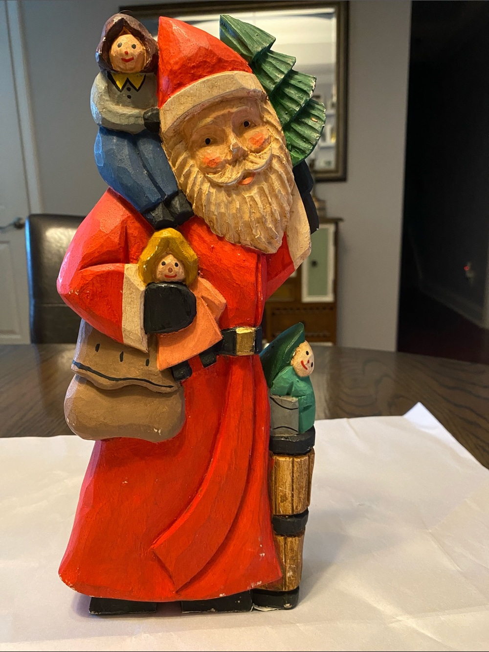 Primitive Christmas carved wood Folk Art, Santa Claus Holiday Home Decor